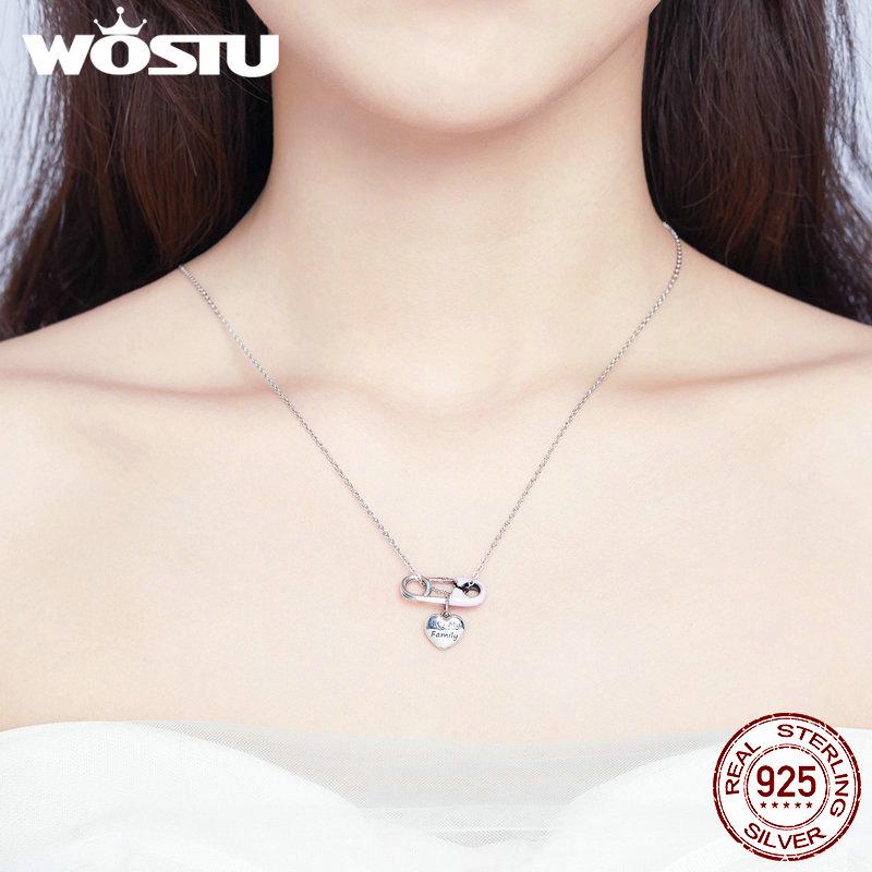 WOSTU Tribute Love My Family baumelnde Charms aus 925er-Sterlingsilber mit Clip-Pin-Perlen, passend für Original-Armbänder