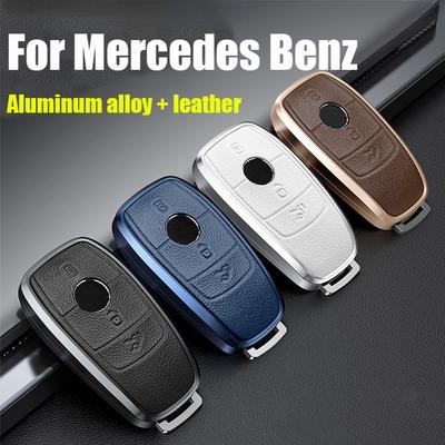 Echt Leer Aluminium Afstandsbediening Autosleutelzakje Case Cover Houder Shell Sleutelhanger voor Mercedes Benz ACE CLA CLC CLS GLA GLS Klasse