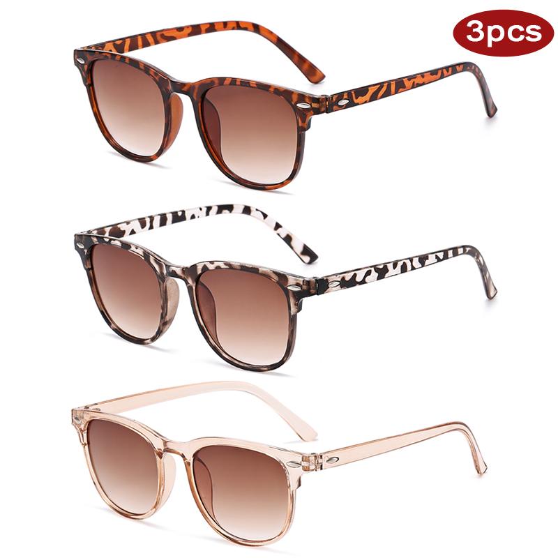 Protective Glasses 3pcs Trendy Rivet Square Sun Glasses Multi Color Lens Sunglasses Gradient Design Outdoor Driving Eyewear