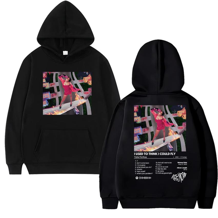 Sängerin Tate Mcrae I Used to Think I Could Fly Doppelseitiger Druck Hoodie Männer Frauen Mode Y2k Pullover Unisex Fleece Sweatshirt