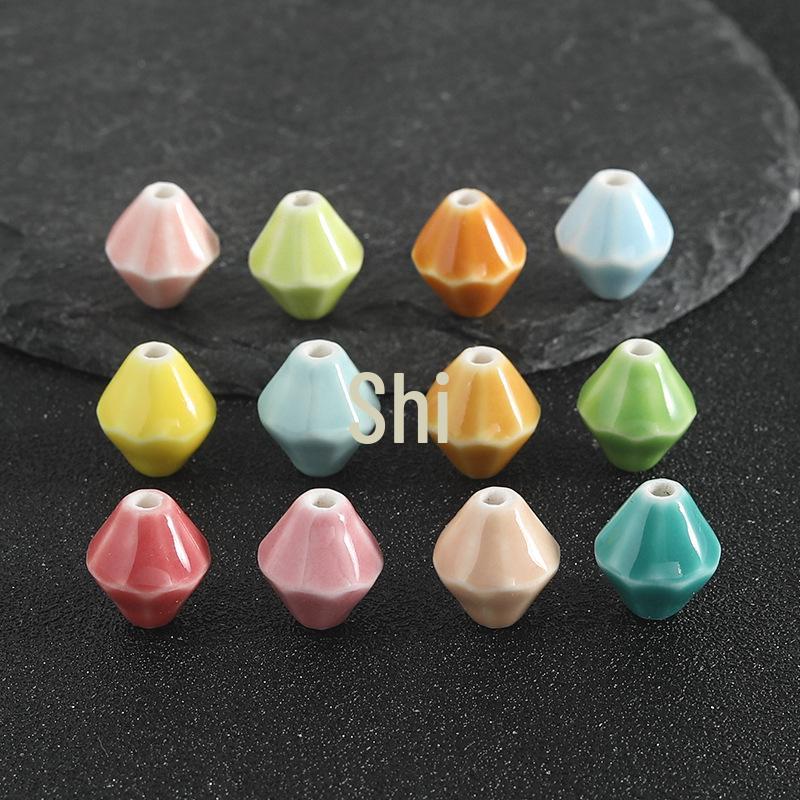 Macaron Rhombus Ceramic Beads for DIY Jewelry Making