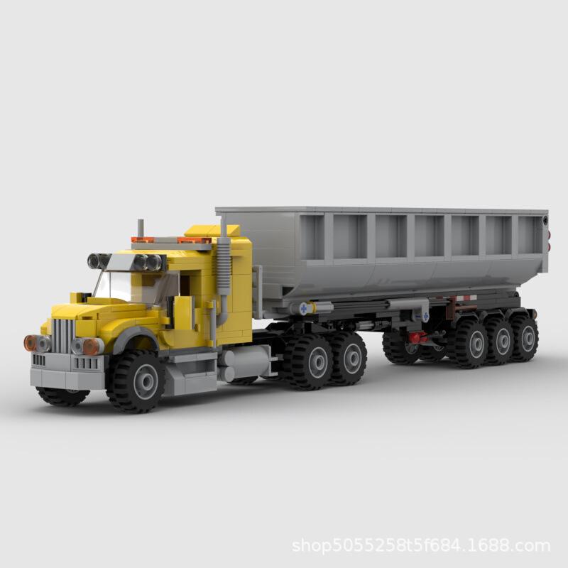 Toy Car MOC-84964 Dump Truck Trailer Small Particle Model Building Block Toy Ornaments Set
