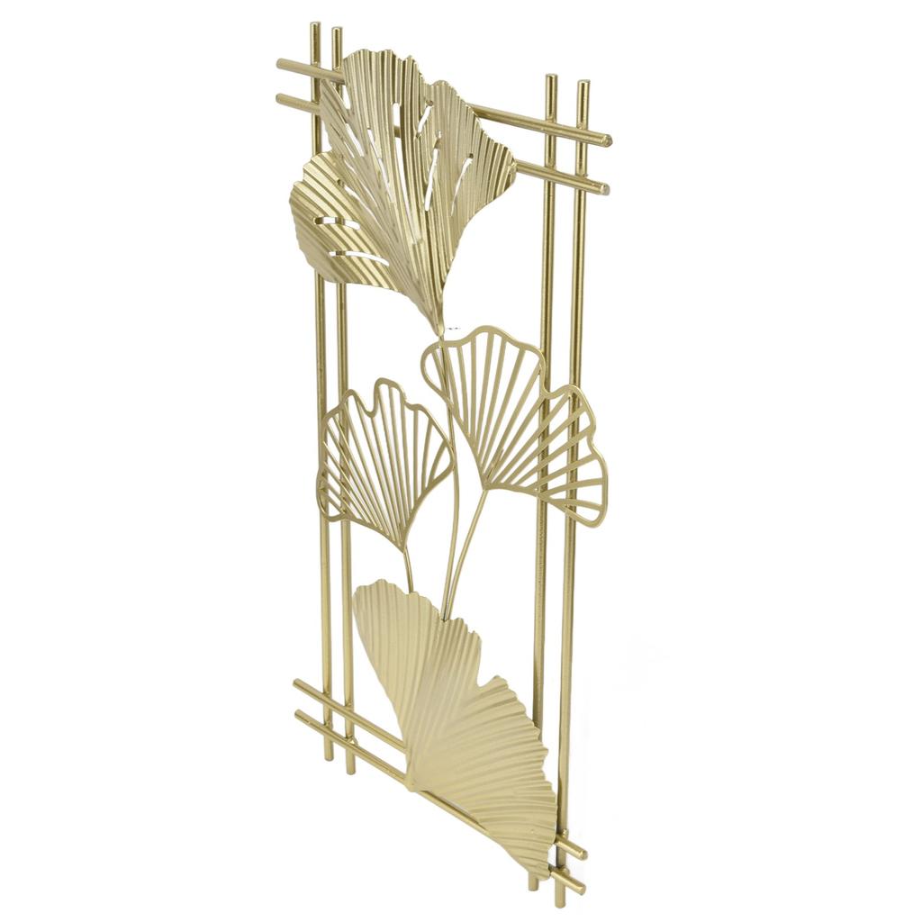 Gold Metal Wall Decor Golden Leaf Wall Hanging Decor Art Sculpture with Frame for Living Room Office Home Hotel