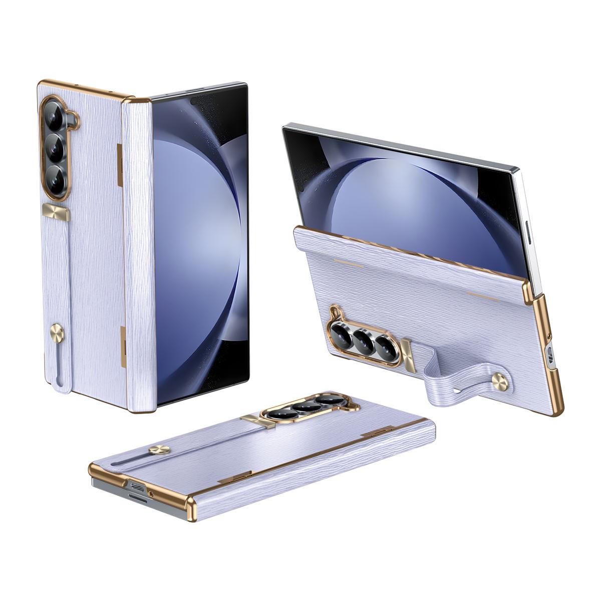 

Чохол для Samsung Galaxy Z Fold 6 5 4 3 Ультратонкий гальванічний матовий складаний шарнір без передньої дзеркальної плівки Ударостійка задня кришка for Galaxy Z Fold 6 фіолетовий