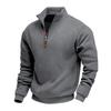 Sweat-shirt décontracté de sport à manches longues et demi-zip pour homme, lourd, doublé polaire, doux pour la peau, chaud, à col montant