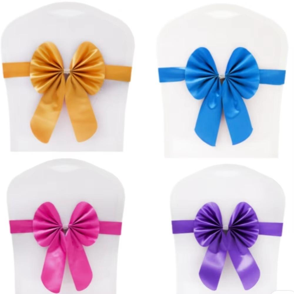Bows Chair Back Bow Decorative Belt Ready Made Ties Fastening Event Chair Straps Elastic Band Satin Chair Sashes
