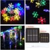 Solar Christmas Lights Outdoor Waterproof Decorations 20 Ft 30 LED Snowflake String Fairy Lights with 8 Lighting Modes for Wedding, Party, Tree,