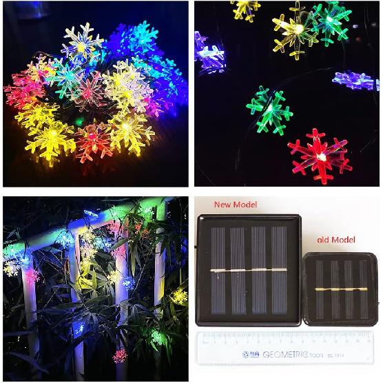 Solar Christmas Lights Outdoor Waterproof Decorations 20 Ft 30 LED Snowflake String Fairy Lights with 8 Lighting Modes for Wedding, Party, Tree,