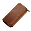 Hard Shell Leather Pencil Case Zipper Pen Case 3 Pen Slots Large Compartment