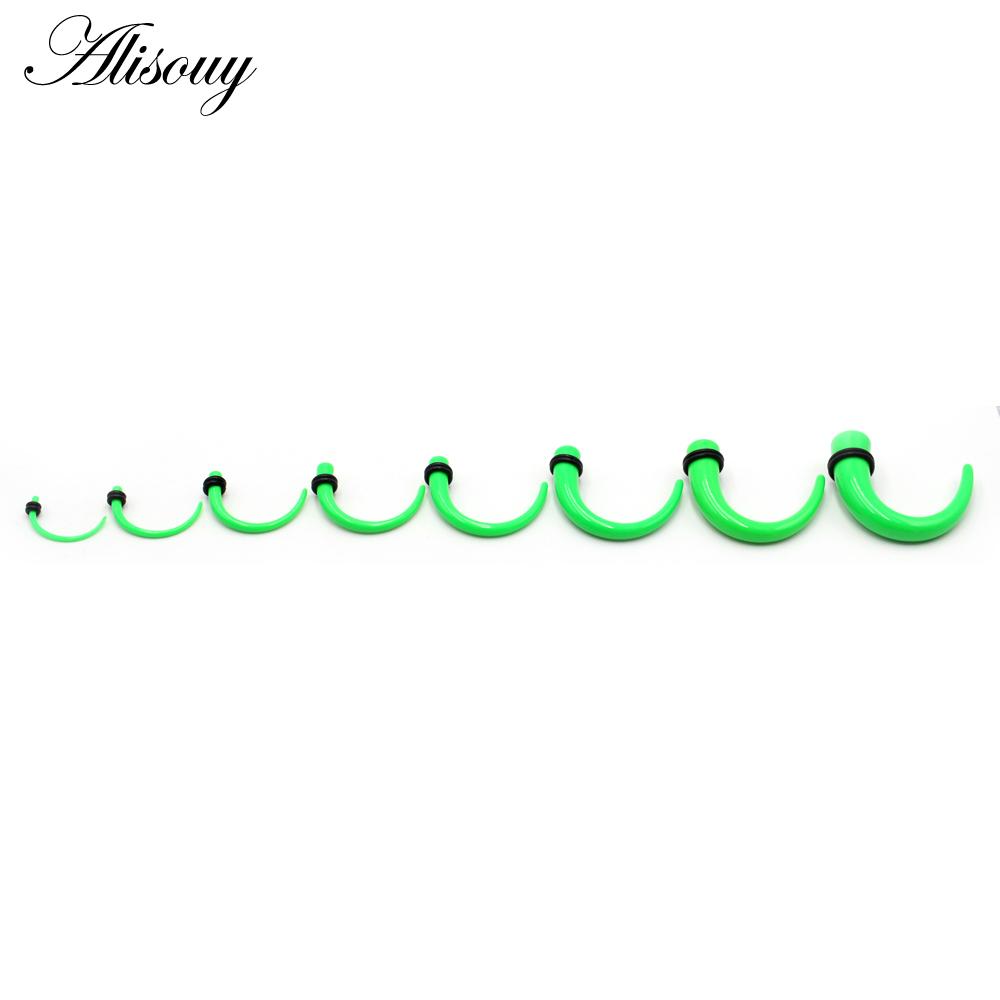Alisouy 2pcs 1.6mm-11mm Acrylic C Sahpe Buffalo Horn Ear Gauges Ear Taper Stretching Plugs Tunnel Expander Body Piercing Jewelry