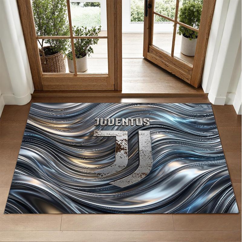 Juventus FC Design Crystal Velvet Rug Soft Decorative Mat for Bedroom Entrance