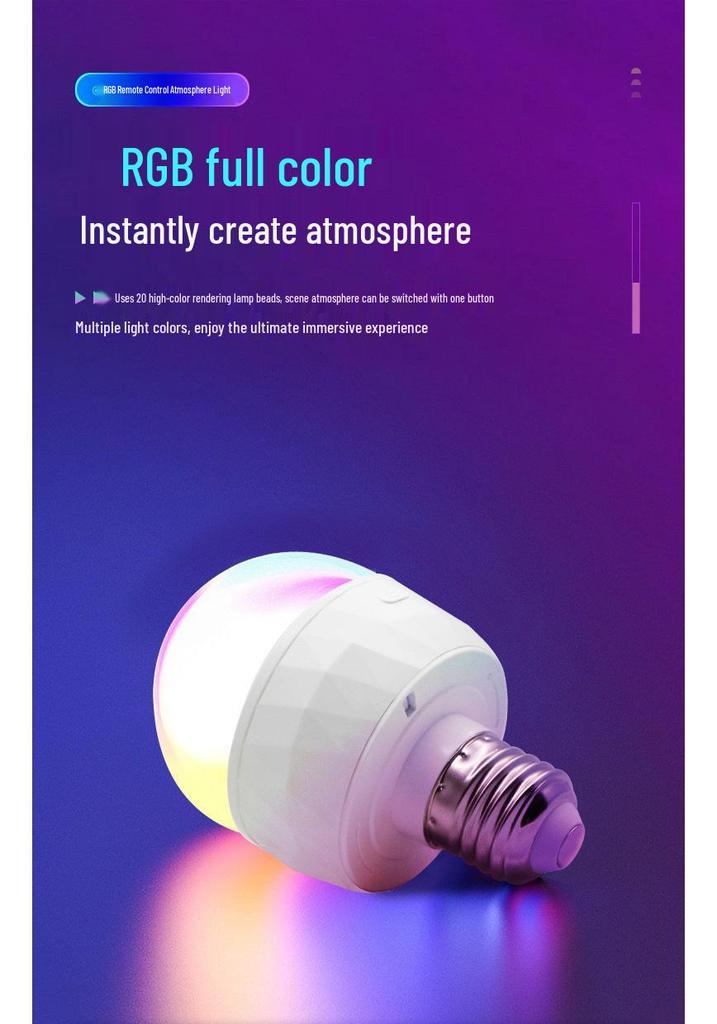 Wireless RGB LED Light Bulb with Magnet and Type-C Charging for Home, Camping, and Outdoor Use