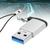 3Pcs USB3.0 to Type C3.1 Female Adapter Lanyard Electronic Transfer Connector(Silver +Lanyard )
