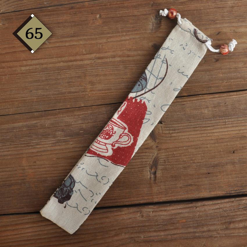1pc Eco Friendly Canvas Drawstring Pouch Japanese Style for Chopsticks Spoon Straw Home Kitchen Travel Organizer