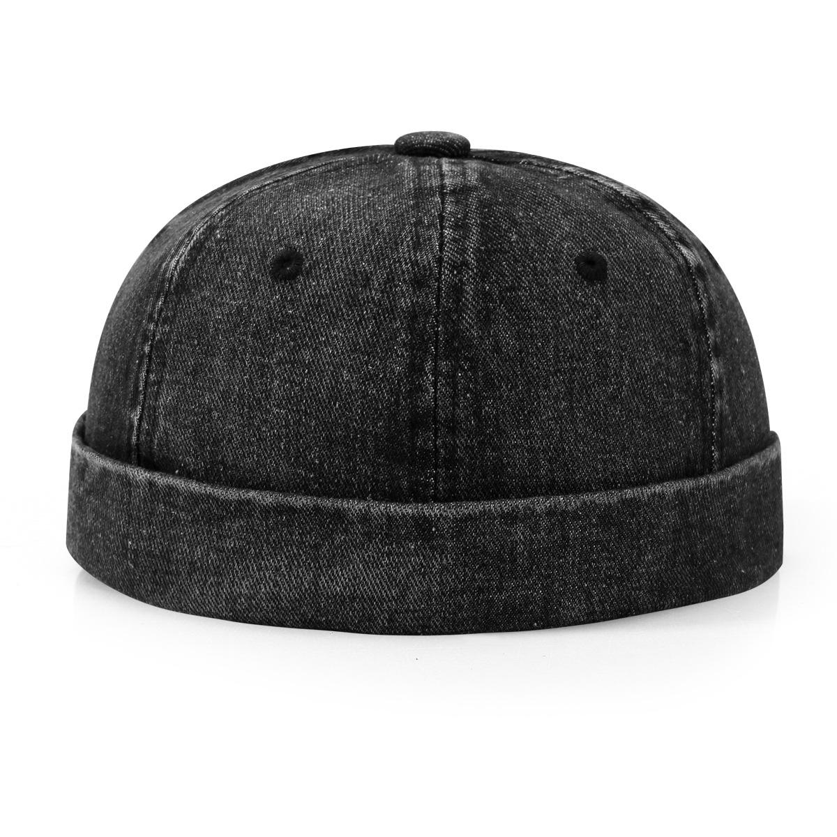 

Men s Japanese Washed Denim Sailor Hat: Fashionable & Versatile Yuppie Skullcap for Spring & Autumn One Size чорний