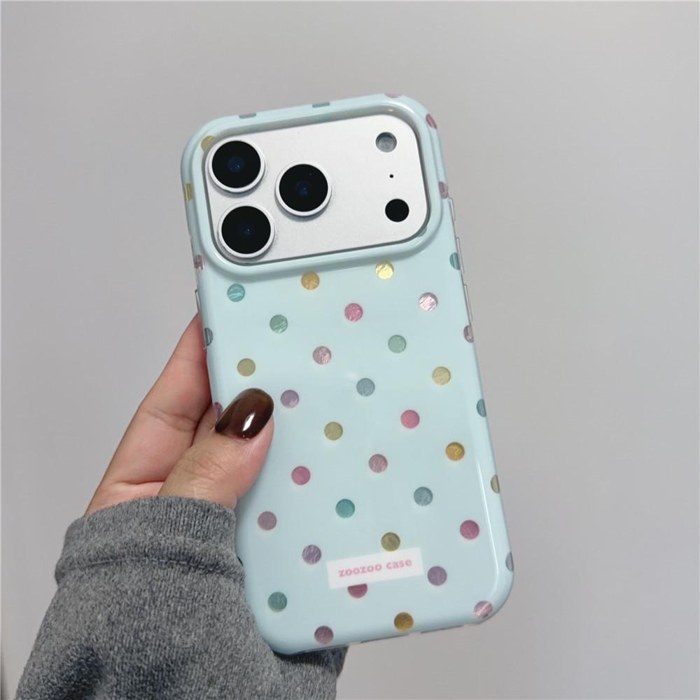 

Colorful Polka Dot Drop-Proof Case with Heart Pendant, Compatible with iPhone 17 Pro, 16 PM, 15, and 13 - Japanese Korean INS Style 16