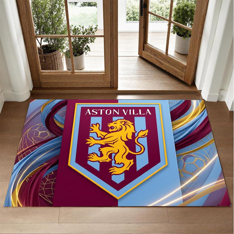 Aston Villa Football Design Crystal Velvet Rug Soft Decorative Mat for Bedroom Entrance