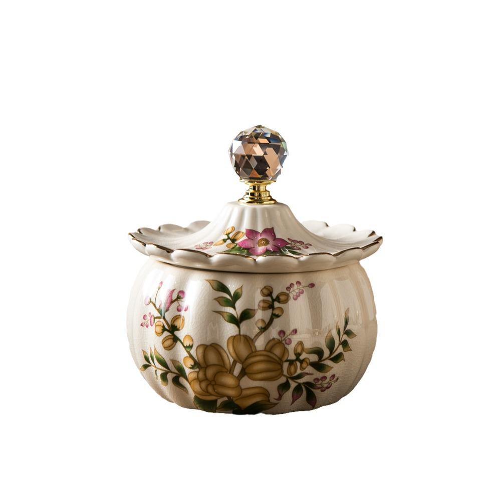 American Retro Ceramic Pumpkin Jewelry Box - Creative European Style Ornament