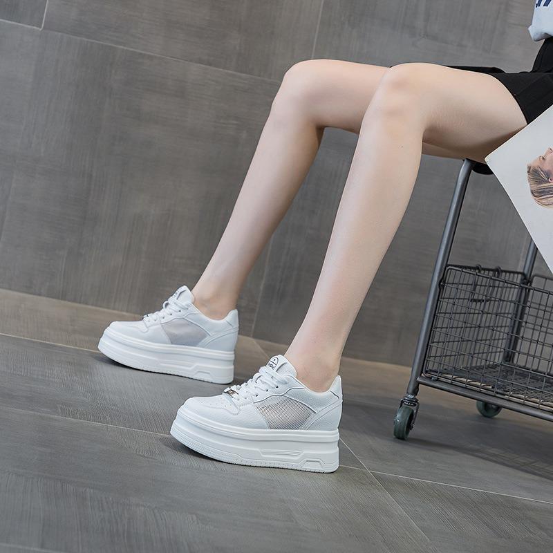 Mesh breathable little white shoes women's summer new 8 muffin thick-soled small inner height-increasing sports and leisure shoes