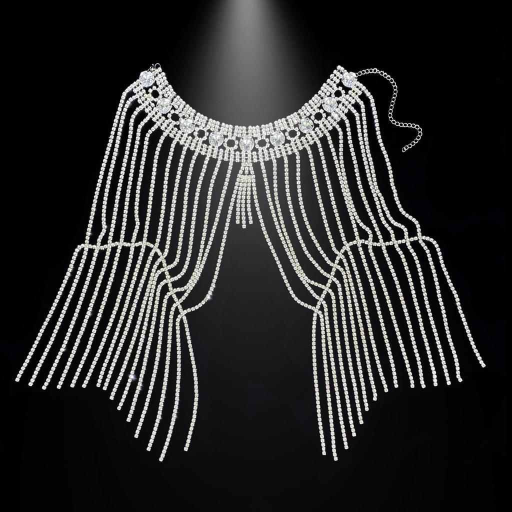 Elegant Multilayer Fringe Rhinestone Shoulder Chain Bridal Crystal Body Jewelry For Wedding Party Accessories