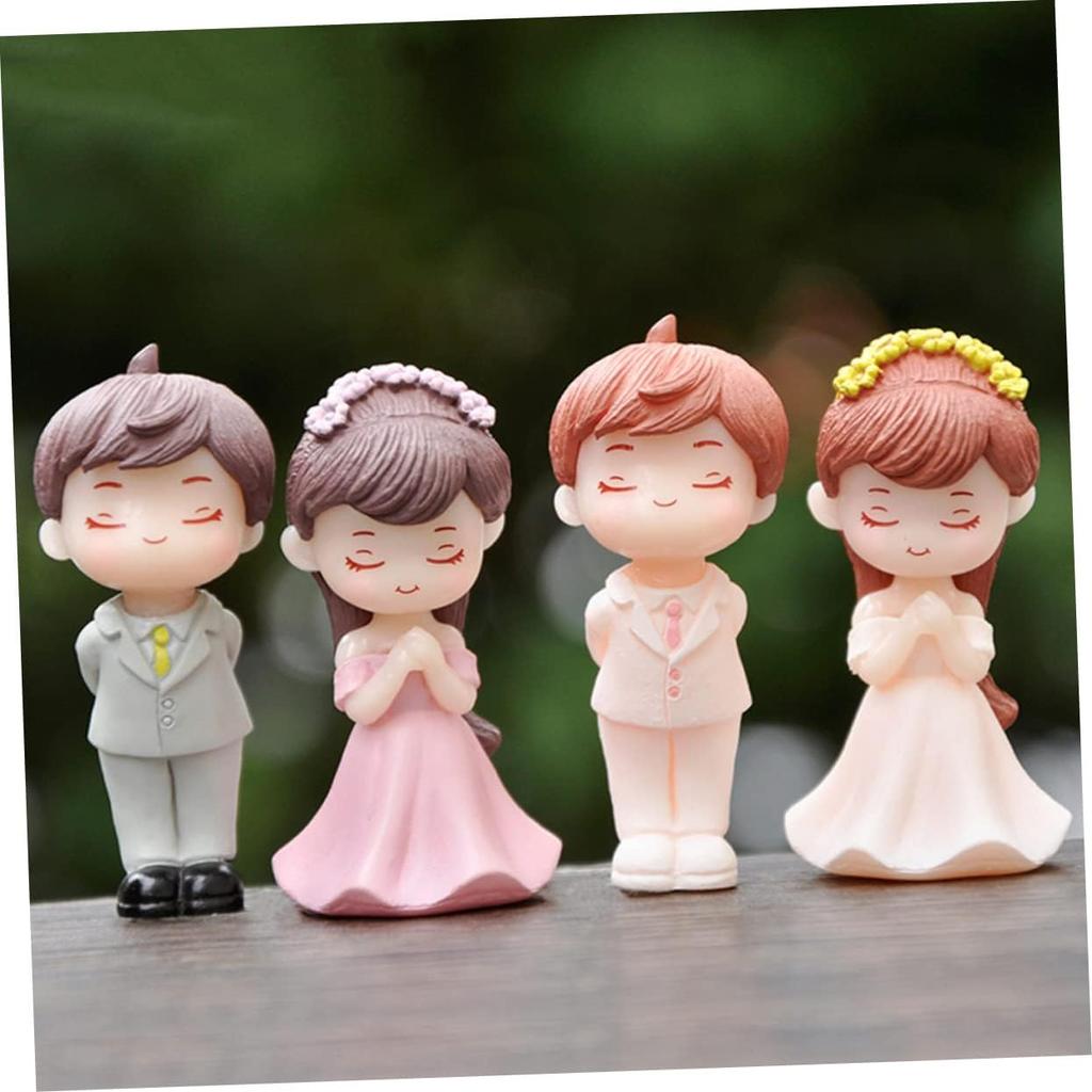 EXCEART 10 Pairs Doll Ornaments Lover Figurine Mini Figures Wedding Bride Groom Figurines Miniatures Bridal Bride Cake Decor PVC Boy Girl Modeling