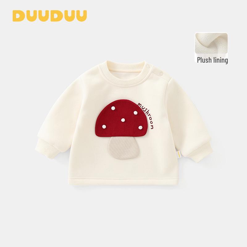 DUUDUU 2025 Корейский флисовый худи для девочек - Толстый, теплый комбинезон для малышей 100cm