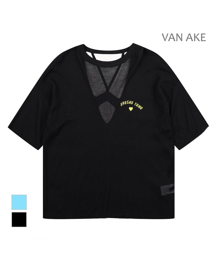 VANAKE Backless Design Short Sleeve Knit_Vb28Ktq306Z