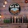 Vintage Hot Tub Metal Wall Art Round Sign Rustic Bathroom Home Decor