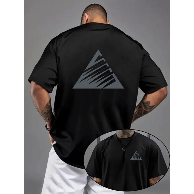 European Size Men'S Drop-Shoulder T-Shirt, Mountain Peak And Mountaineering Double-Sided Pattern Men'S Loose-Fit T-Shirt, New Trendy