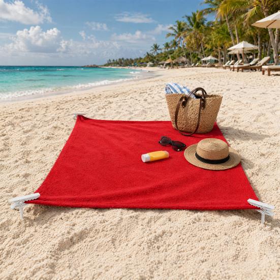 4Pcs Beach Towel Clips Windproof Towel Holders, Beach Towel Anchoring Stakes Clips, Outdoor Mat Anchors Stakes Clamps, Plastic Picnic Blanket Holders