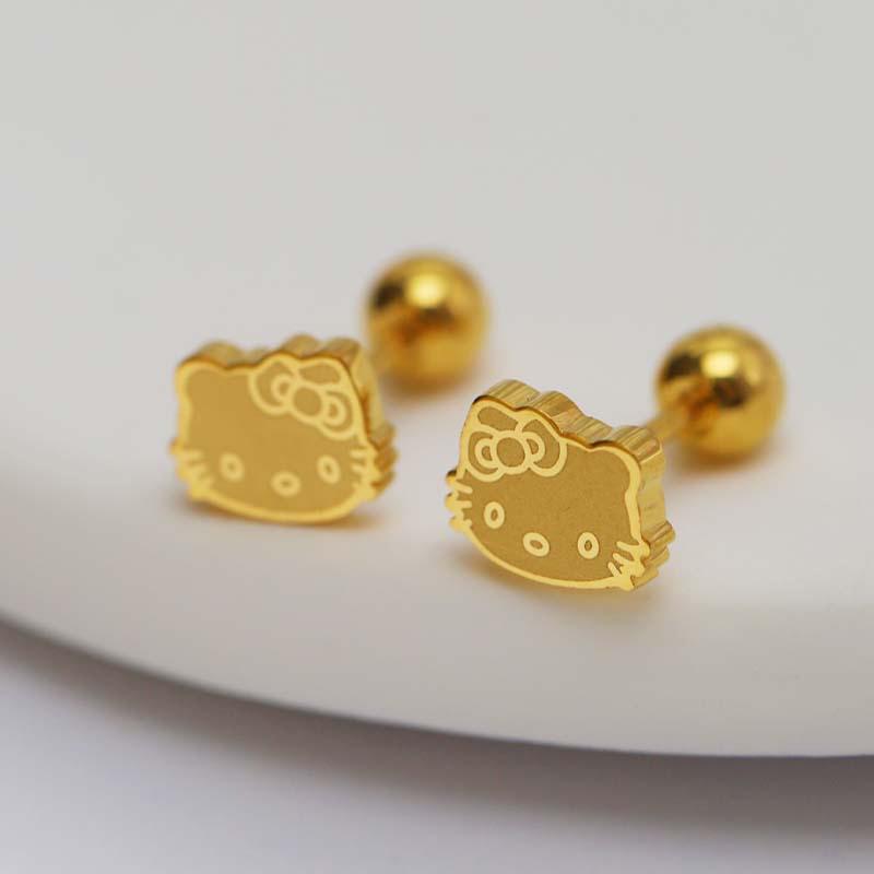1Pair Kawaii Cartoon Cute Kitty Earrings For Women Girls Titanium Steel Mini Cat Stud Earrings Fine Jewelry Accessories Gifts