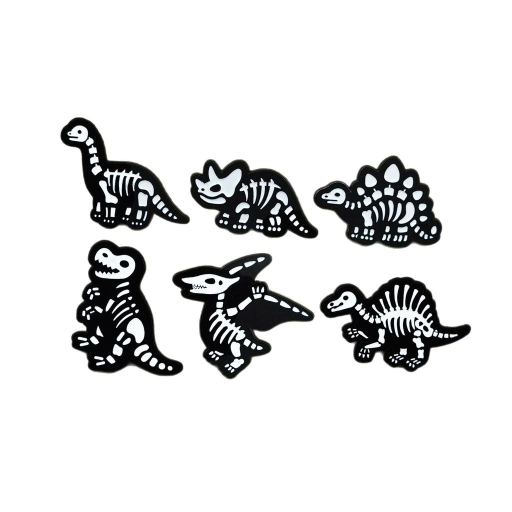 Dinosaur Skeleton Punk Brooch – Halloween Cartoon Animal Badge Accessory