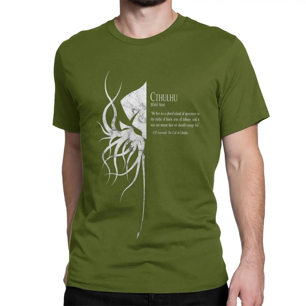 Cthulhu Mythos Lovecraft T Shirts Men Women Pure Cotton Cool T-Shirt Round Neck Cthulhu Tees Short Sleeve Tops Adult