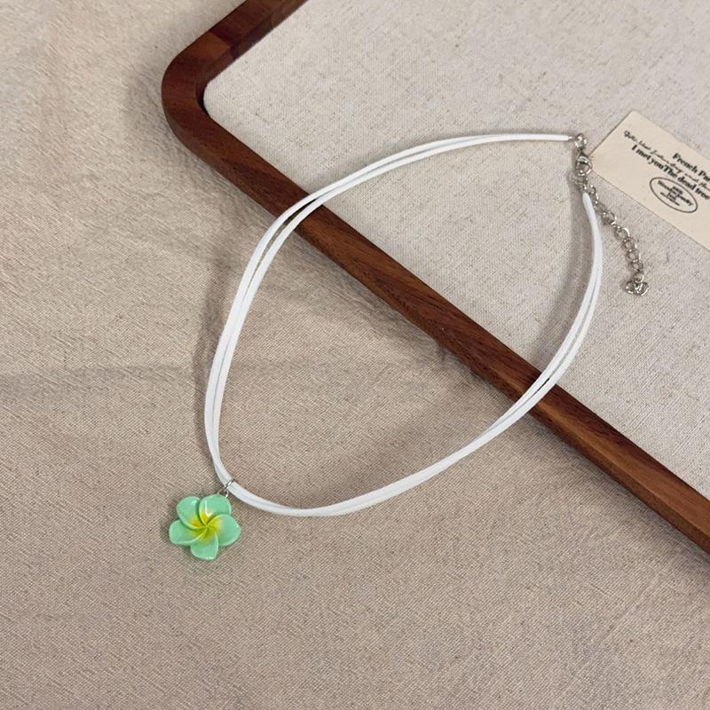 Elegant Big Flower Jewelry Set for Women White Pink Green Resin Flowers Pendant Necklace Earring Girls Beach Party Jewelry Gift