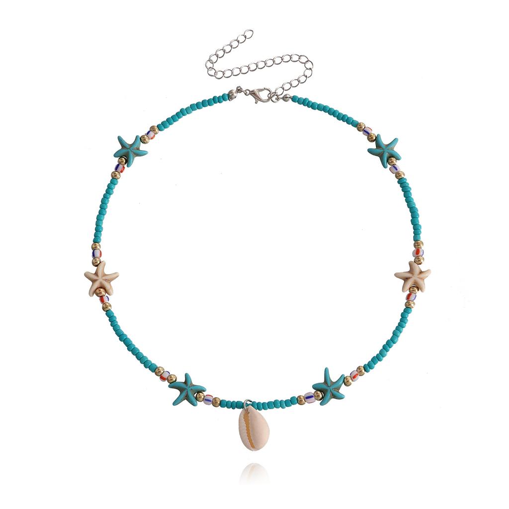 Bohemian Handmade Perlen Kette Halsband Seestern Shell Anhänger Halskette Für Frauen Mode Schmuck Strand Strang Goth Schlüsselbein Geschenke
