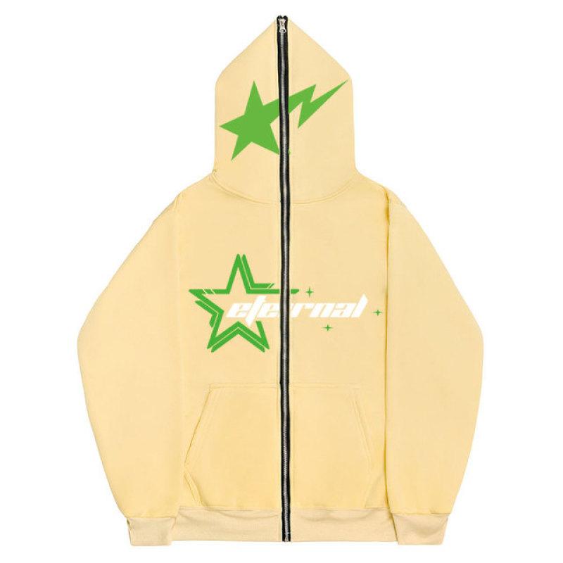 Herbst Herren Hoodie Jacke Y2K Gothic Dark Star Pattern Print Reißverschluss Sweatshirt Äußere Mode Vintage Paar Hoodie Jacke