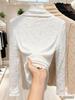 Women's High-Neck Lace Jacquard Base Layer Top - Fleece or Thin-Lined for Autumn & Winter Warmth.