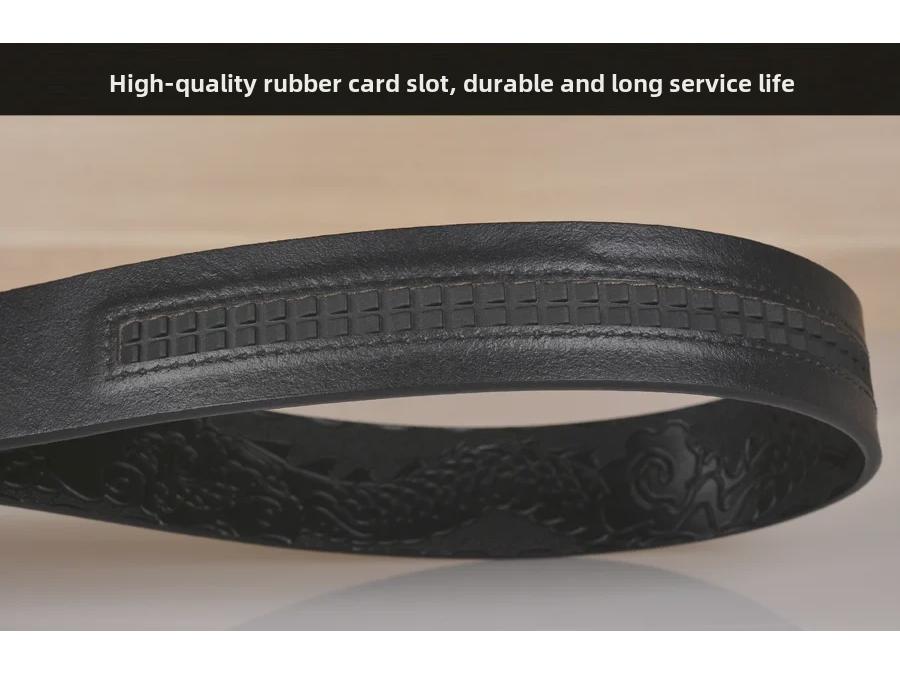 Herrbälte i präglat läder med drakmönster och automatiskt spänne