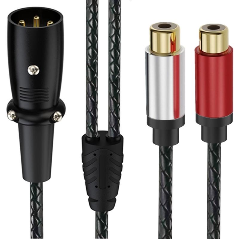 2RCA Male to 3Pin Female Sound Unbalanced Cable 3Pin to Double 2RCA Male Splitter Patching Cord Microphone Cable