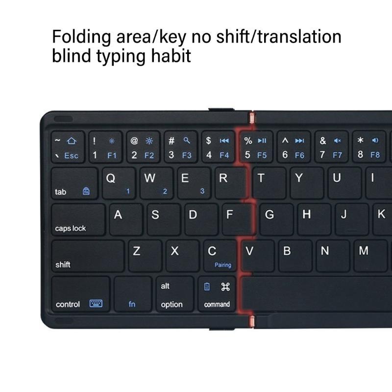B077T Foldable Wireless Keyboard Small Folding Keypad with Touchpad Rechargeable Wireless Keyboards for Multiple Devices
