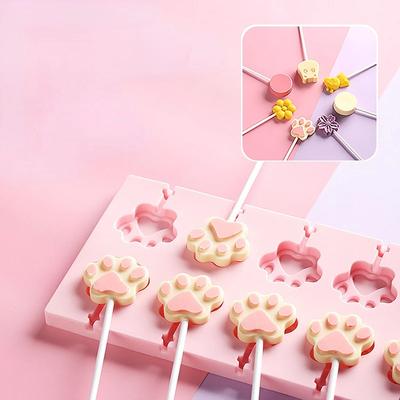 12Hole Round Silicone Lollipop Mold DIY Chocolate Coral Cheese Lollipop Silicone Mold Cake Decoration Accessories Baking Accesso