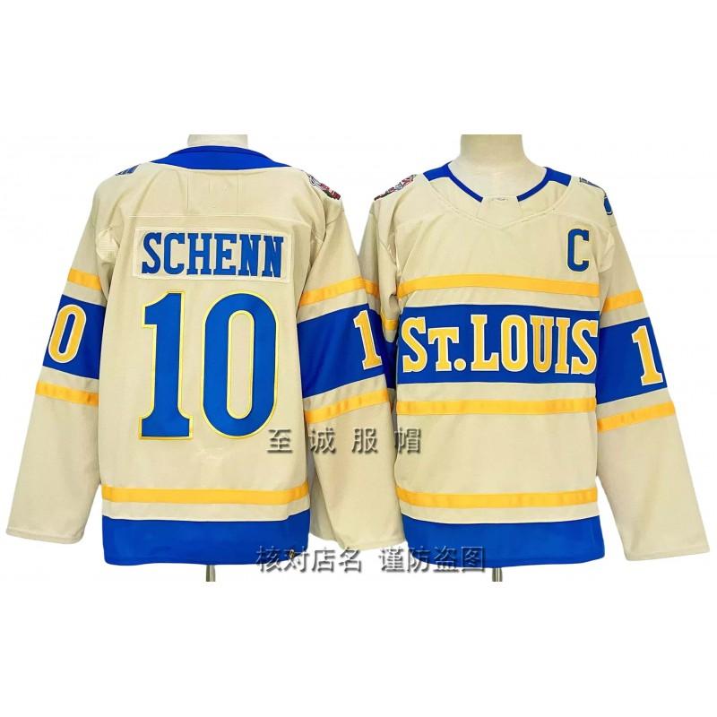 Vintage Ice Hockey Jersey Blue Team 10 Embroidered Practice Uniform Cotton Blend Mens Sportswear Training Games