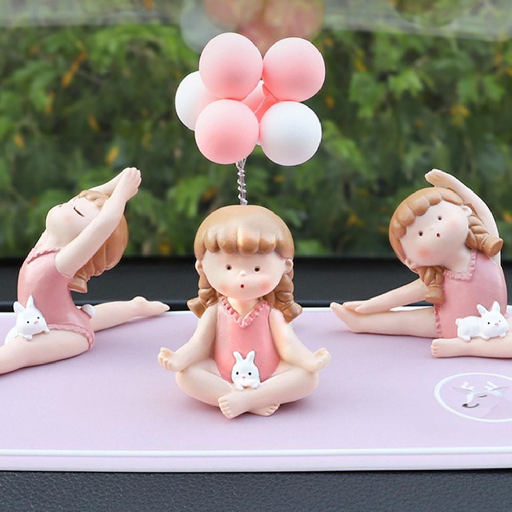 Multicolor Resin Sculpture Little Yoga Girl Home Decorative Ornaments Figurines Miniature Crafts Gifts Car Console Decoration