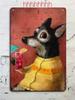 Vintage Tabby Cat Wall Art Aluminum Metal Painting Lollipop Knife Decor 20x30cm