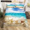 Beach Starfish Seashell King Queen Duvet Cover White Ocean Creatures Bedding Set Hawaii Quilt Cover Polyester Comforter Cover