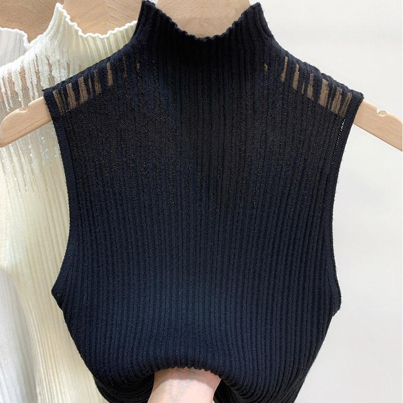 Tank Tops Women 2025 Summer Sleeveless O-Neck Black Slim Knitted Tank Tops Camis Women Tops JJ325