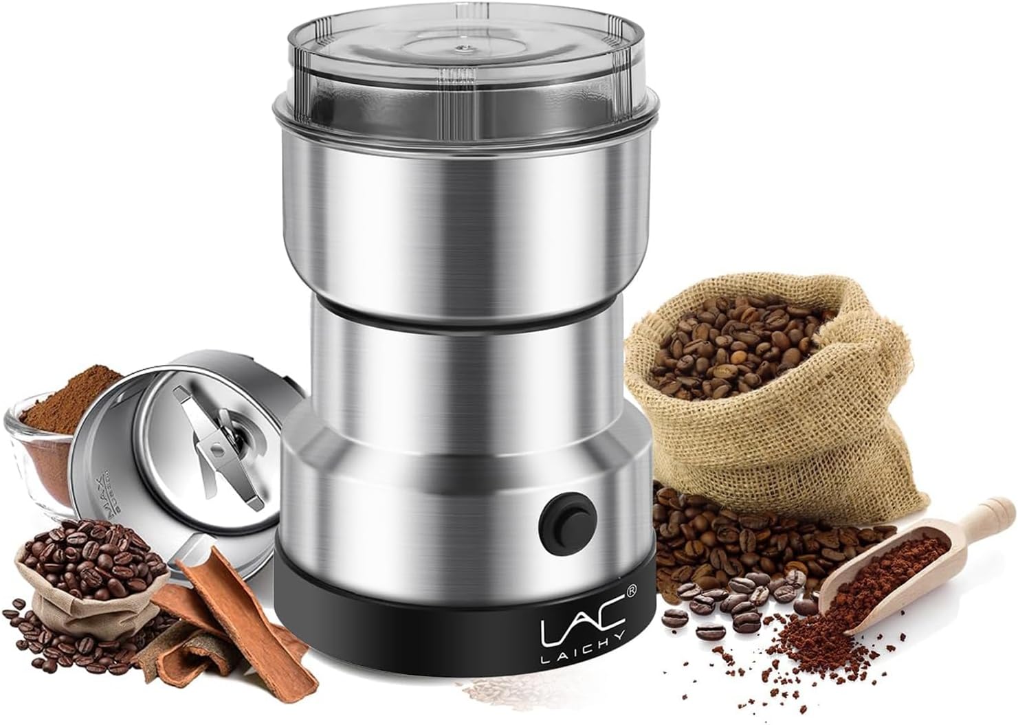 

Spice Grinder, Fast Grinding with Stainless Steel Blades | for Coffee Beans, Spices, Seeds, Herbs United States