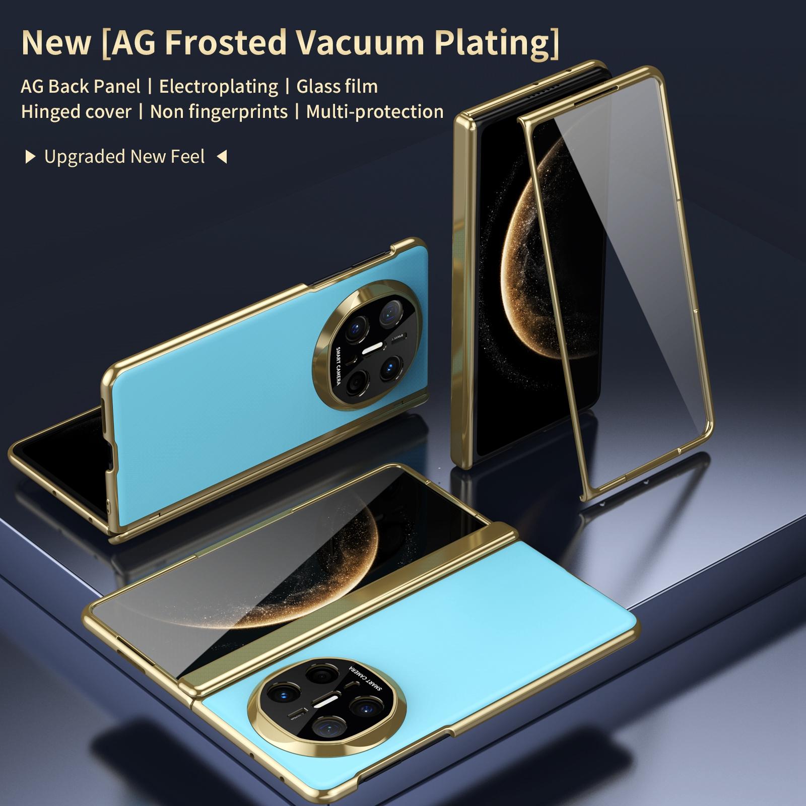 

For Huawei Mate X6 Case AG Matte Hard PC Folding Phone Cover with Tempered Glass Front Film Gold