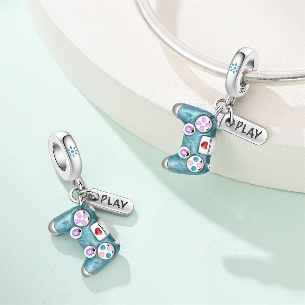 925 Silver Gamepad Controller Play Games Console Charms Fit 925 Original Beads Bracelet for Women Jewelry Gift Making