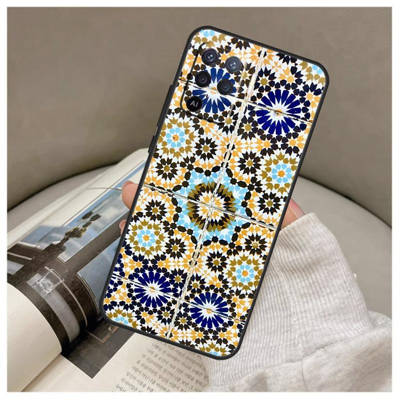 Moroccan Tile Case For Oppo A74 A94 A54 A18 A38 A58 A78 A98 A80 A60 A40 A96 A76 A16 A15 A17 A57 A77 A5 Pro